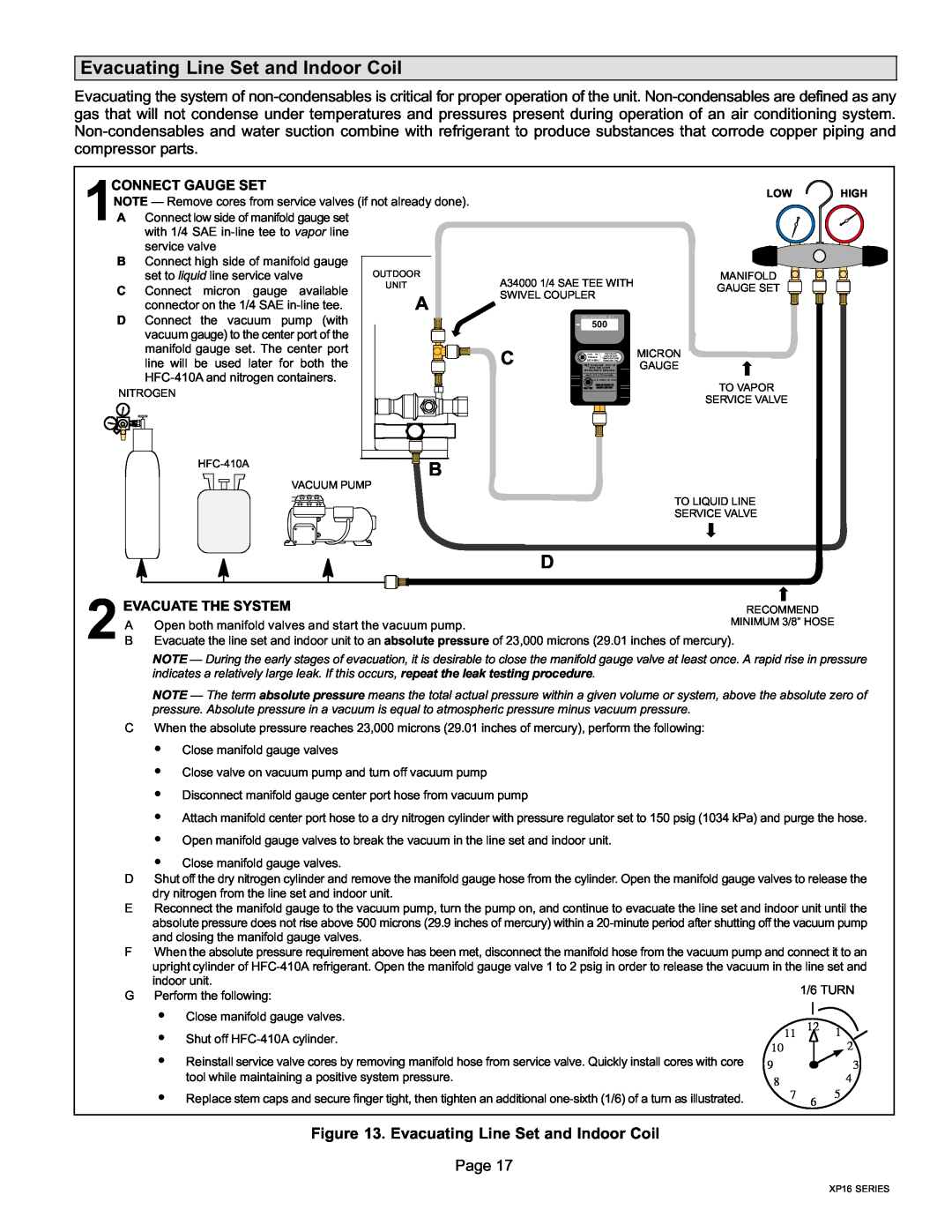 Lenox Elite Series XP16 Units Heat Pumps, P506640-01 installation instructions Evacuating Line Set and Indoor Coil 