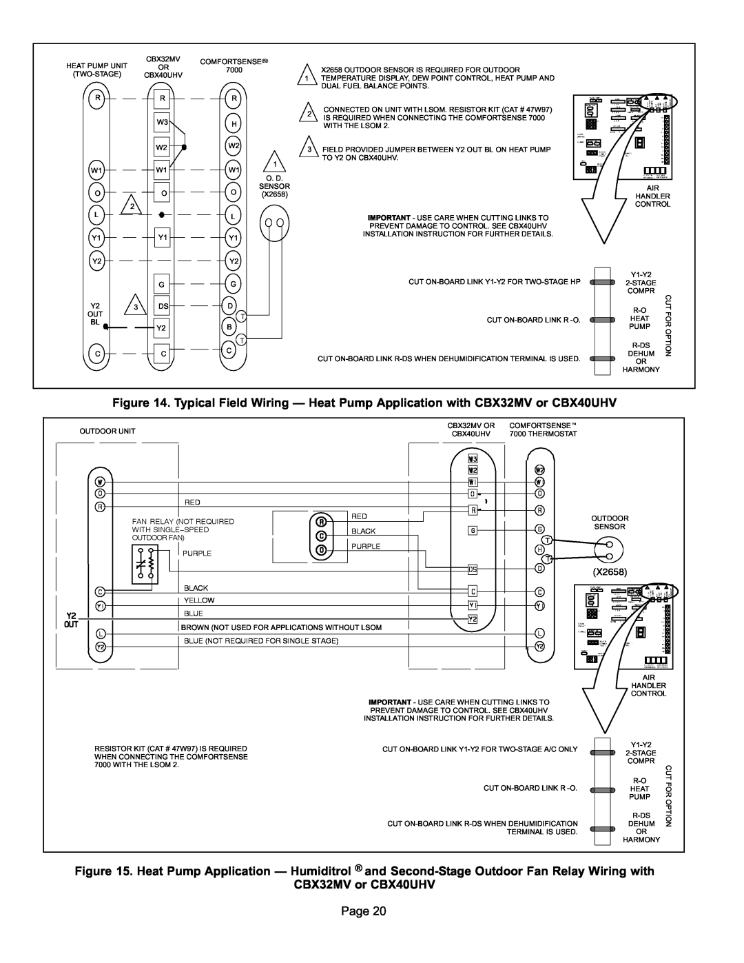Lenox P506640-01 Typical Field Wiring, Heat Pump Application, and Second−Stage Outdoor Fan Relay Wiring with, Page, X2658 
