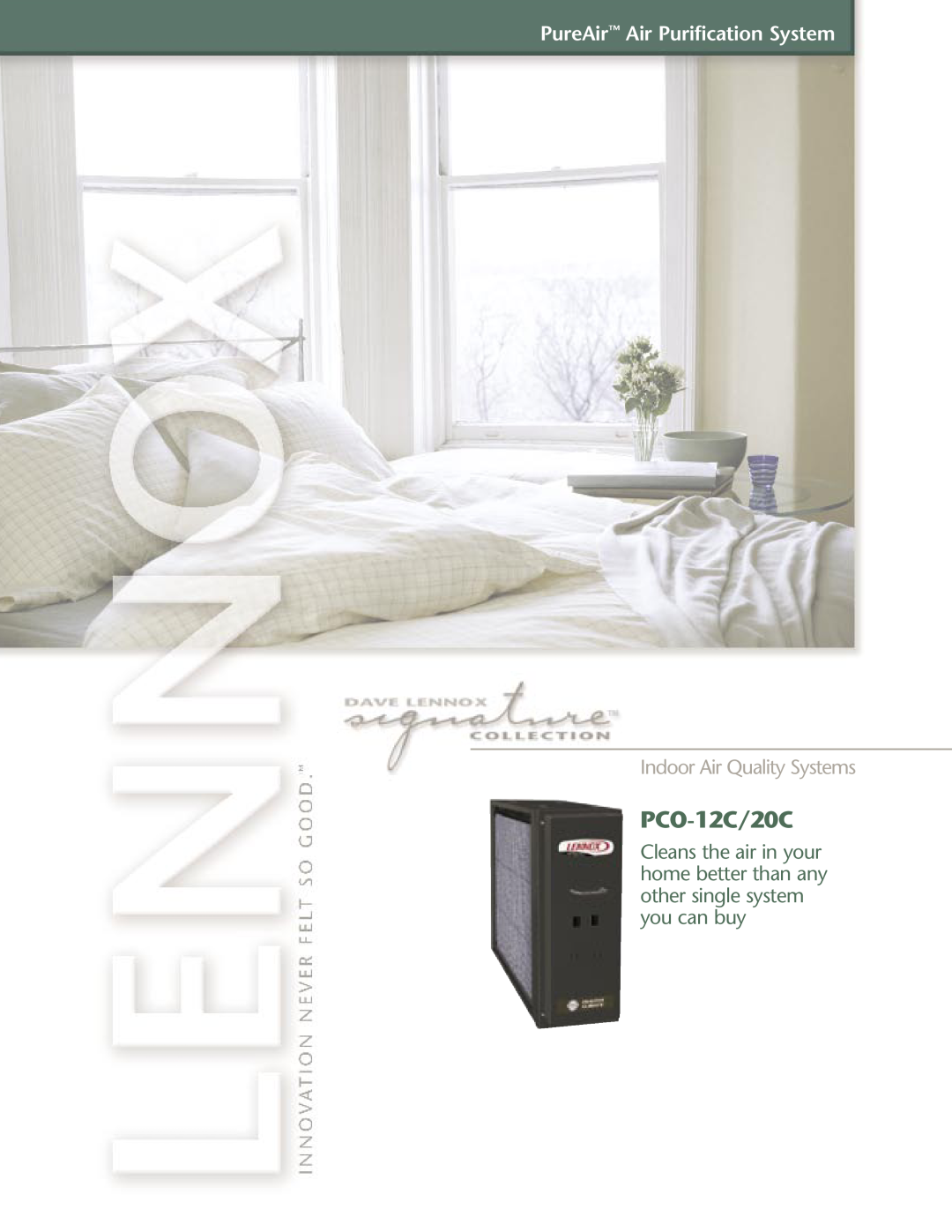 Lenox PCO-20C manual PCO-12C/20C, PureAir Air Purification System, Indoor Air Quality Systems 