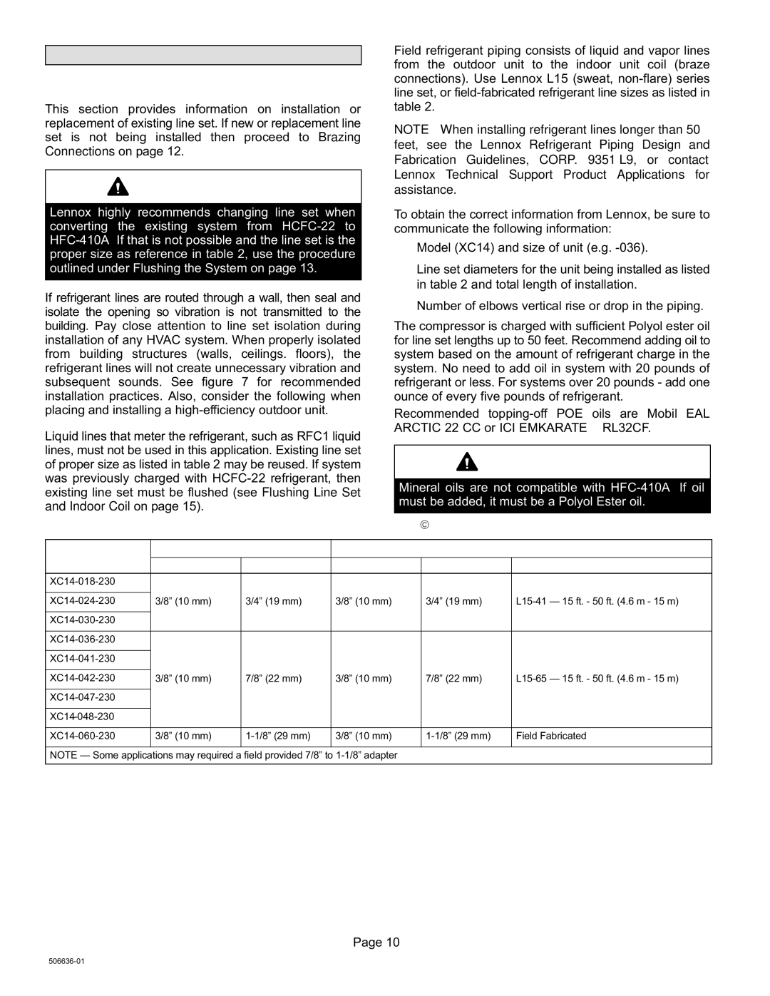 Lenox XC14, Elite Series installation instructions New or Replacement Line Set, Refrigerant Line SET, Refrigerant Line Set 