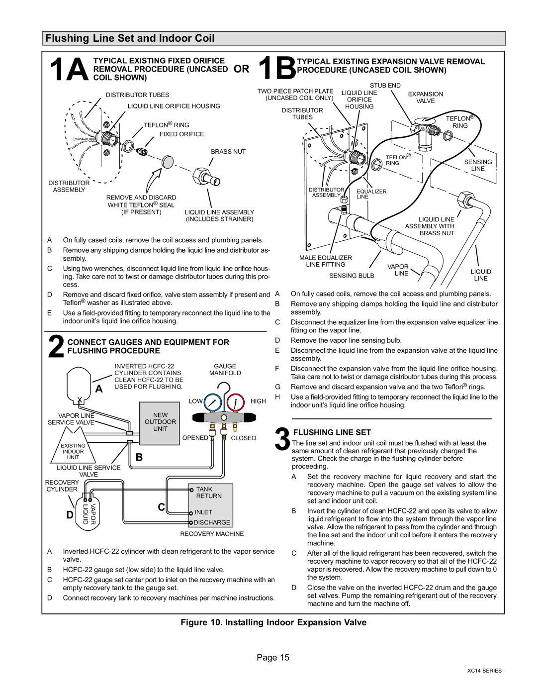 Lenox Elite Series, XC14 installation instructions Flushing Line Set and Indoor Coil, Installing Indoor Expansion Valve 