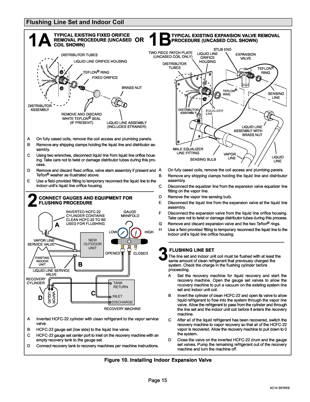 Lenox Elite Series, XC14 installation instructions Flushing Line Set and Indoor Coil, Installing Indoor Expansion Valve Page 