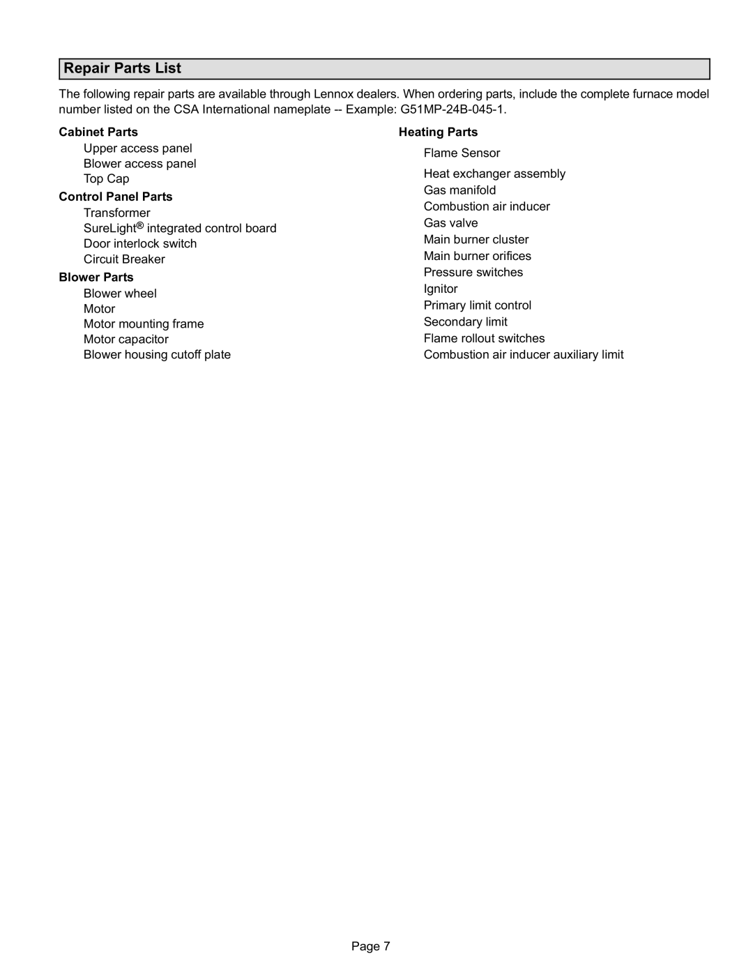 Lenoxx Electronics P504666M, 2P0803 manual Repair Parts List 