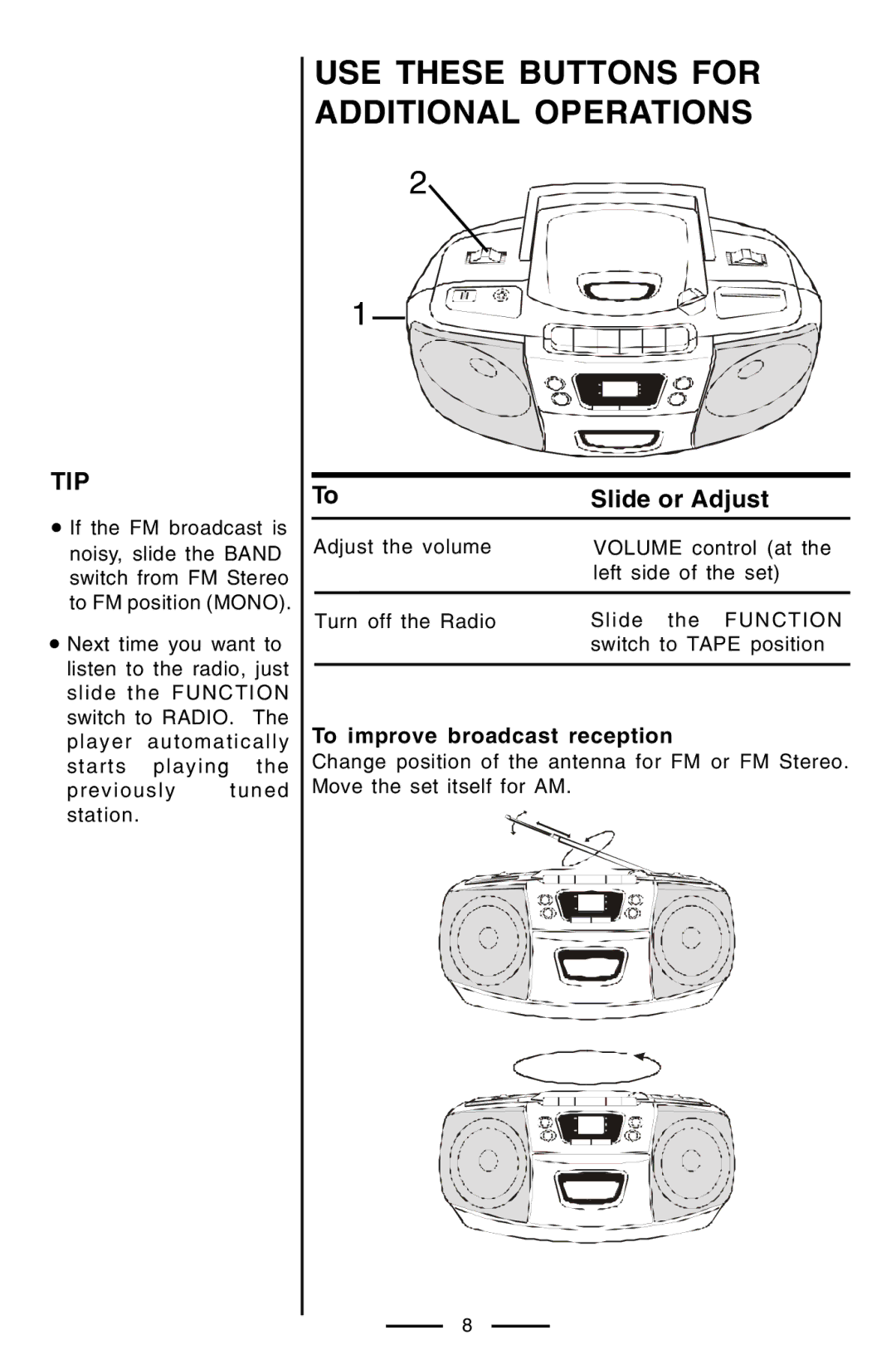 Lenoxx Electronics CD-102 operating instructions Tip 