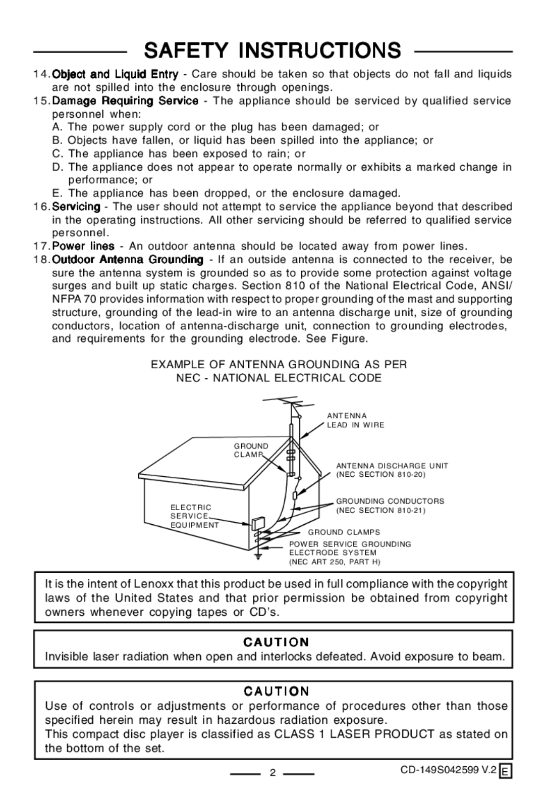 Lenoxx Electronics CD-149 operating instructions U T I O N 