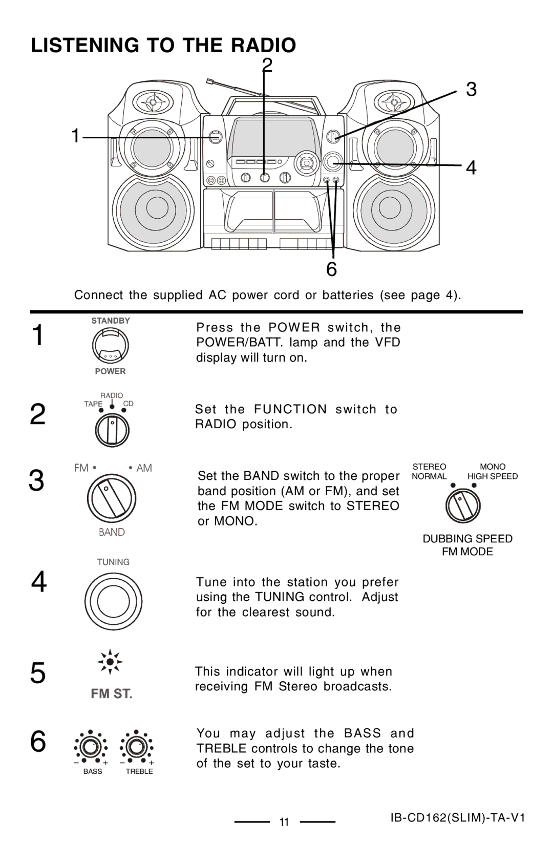 Lenoxx Electronics CD-162 operating instructions Listening to the Radio 