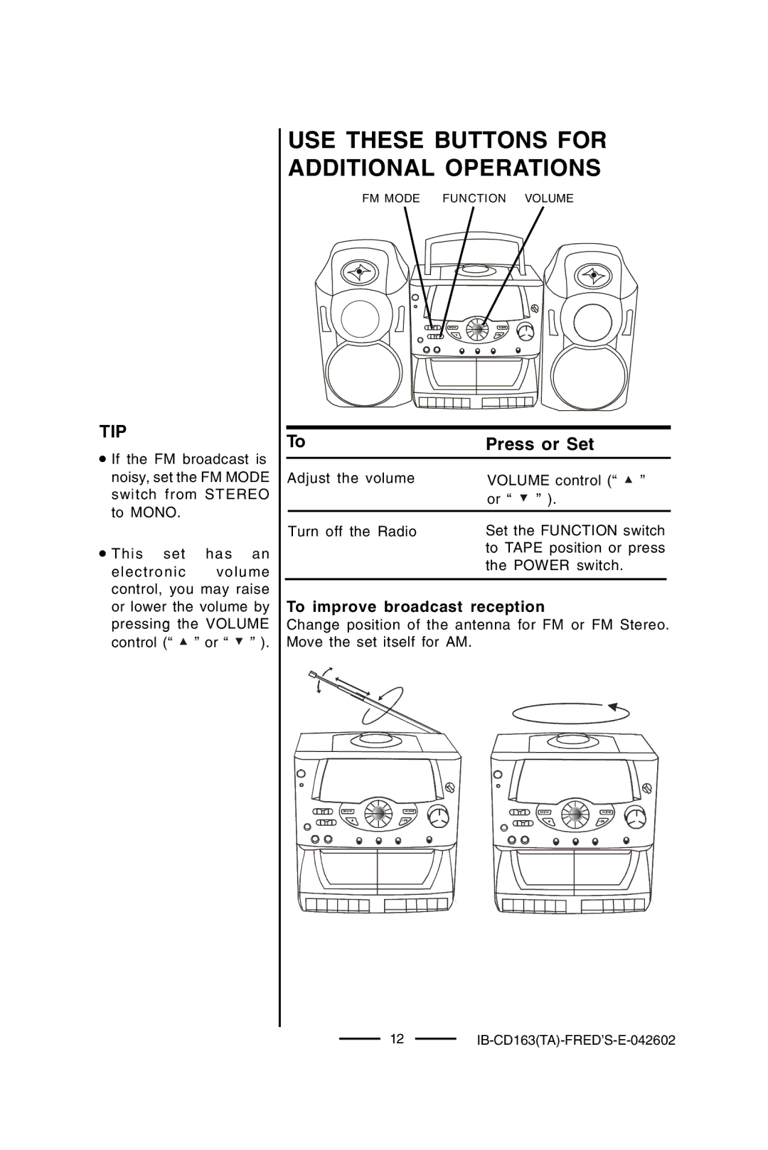 Lenoxx Electronics CD-163 manual Tip 