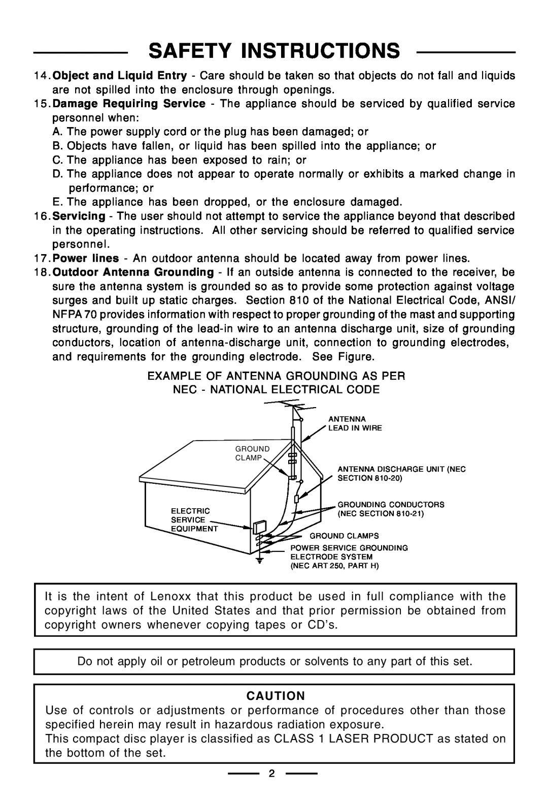 Lenoxx Electronics CD-210 manual Safety Instructions, A. The power supply cord or the plug has been damaged or 