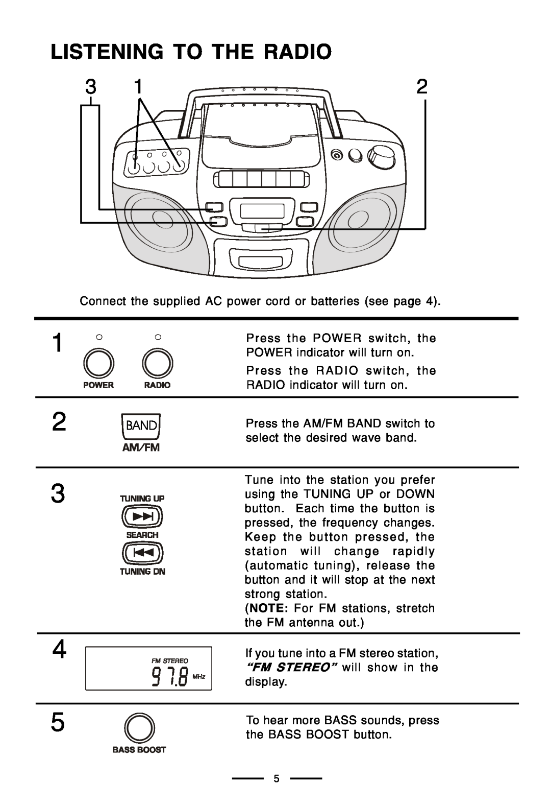 Lenoxx Electronics CD-210 manual Listening To The Radio 