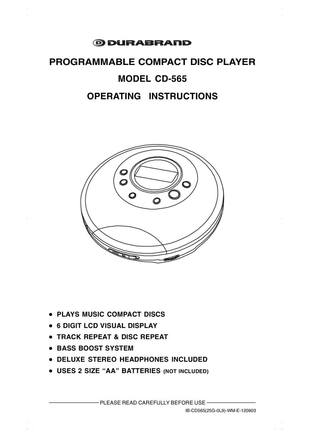 Lenoxx Electronics CD-565 operating instructions Please Read Carefully Before USE 