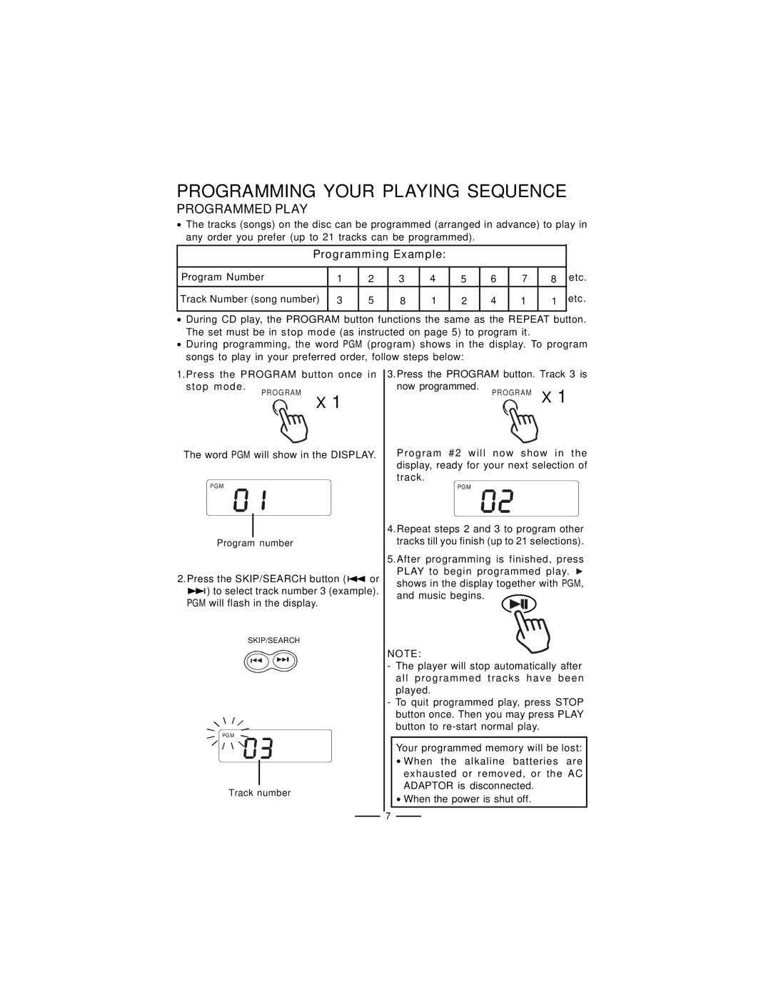 Lenoxx Electronics CD-61 operating instructions Programming Your Playing Sequence, Programmed Play 