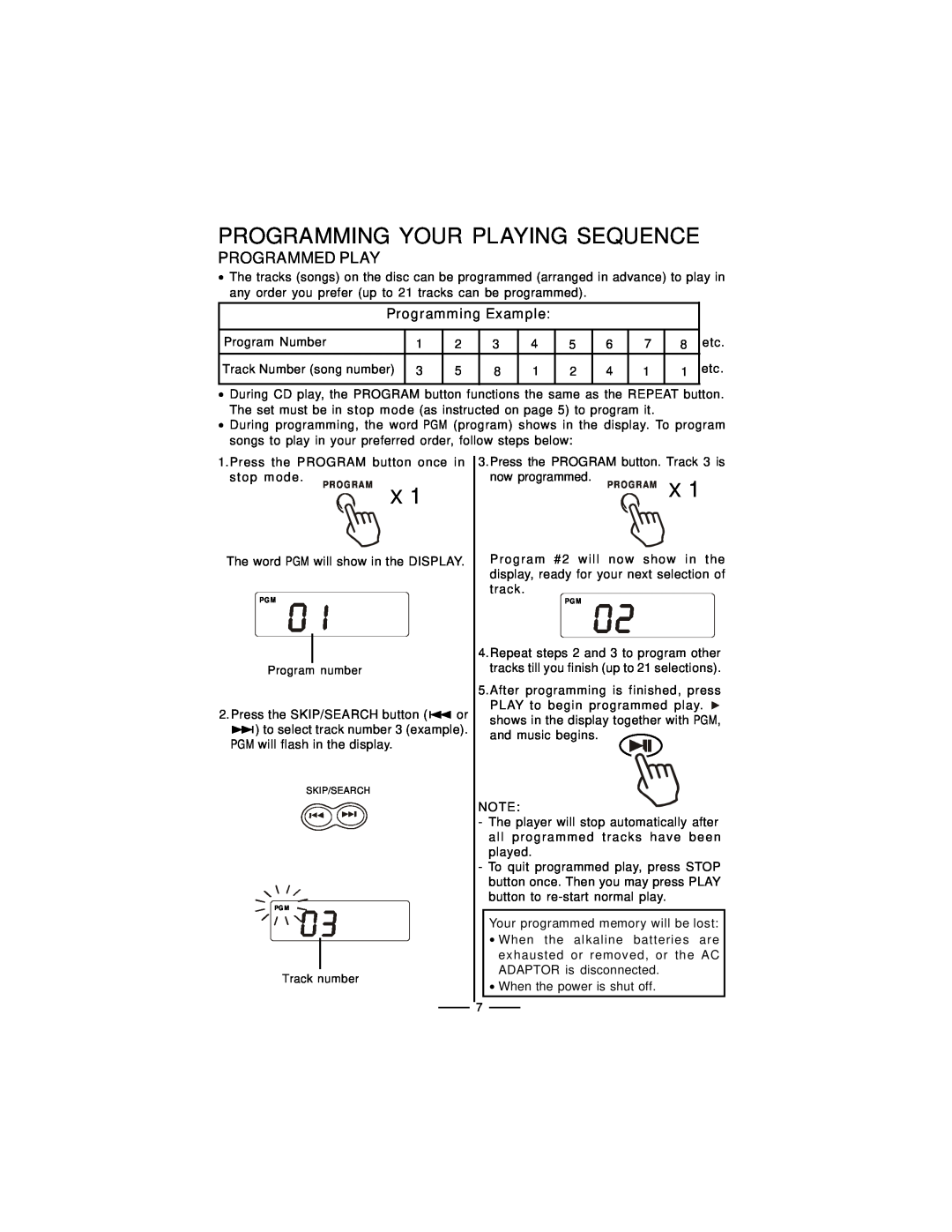 Lenoxx Electronics CD-61 operating instructions Programming Your Playing Sequence, Programmed Play 