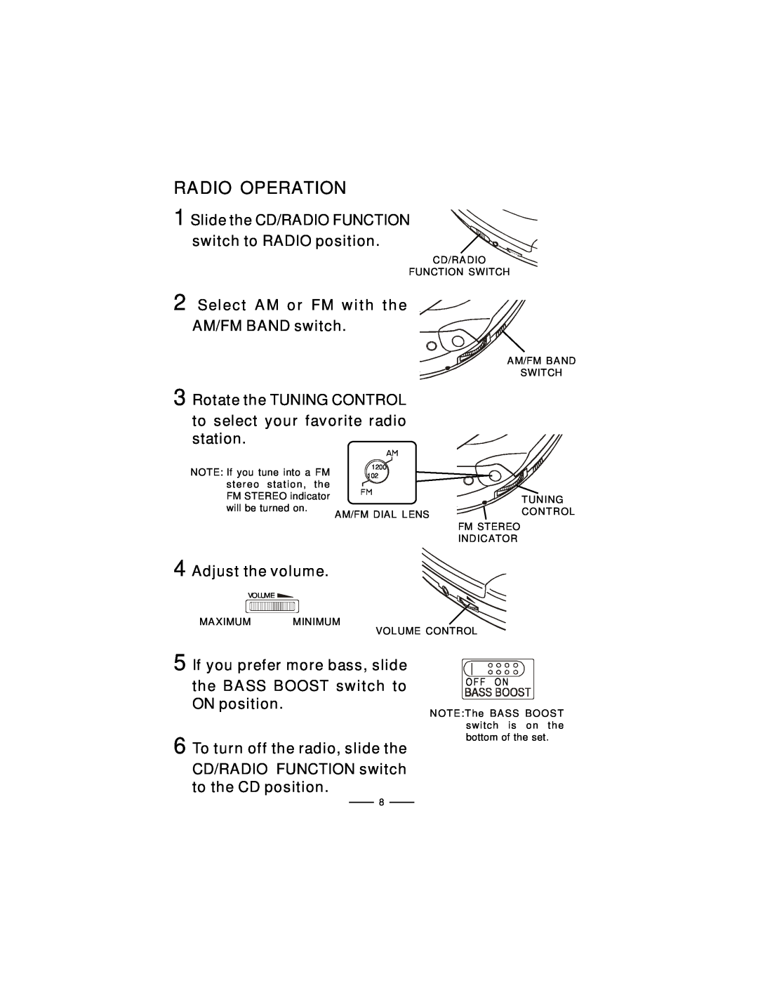 Lenoxx Electronics CD-61 operating instructions Radio Operation 