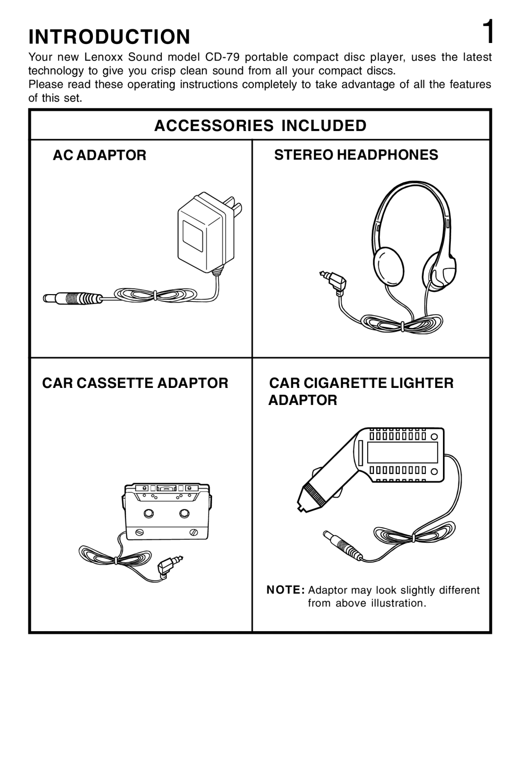 Lenoxx Electronics CD-79 operating instructions Introduction 