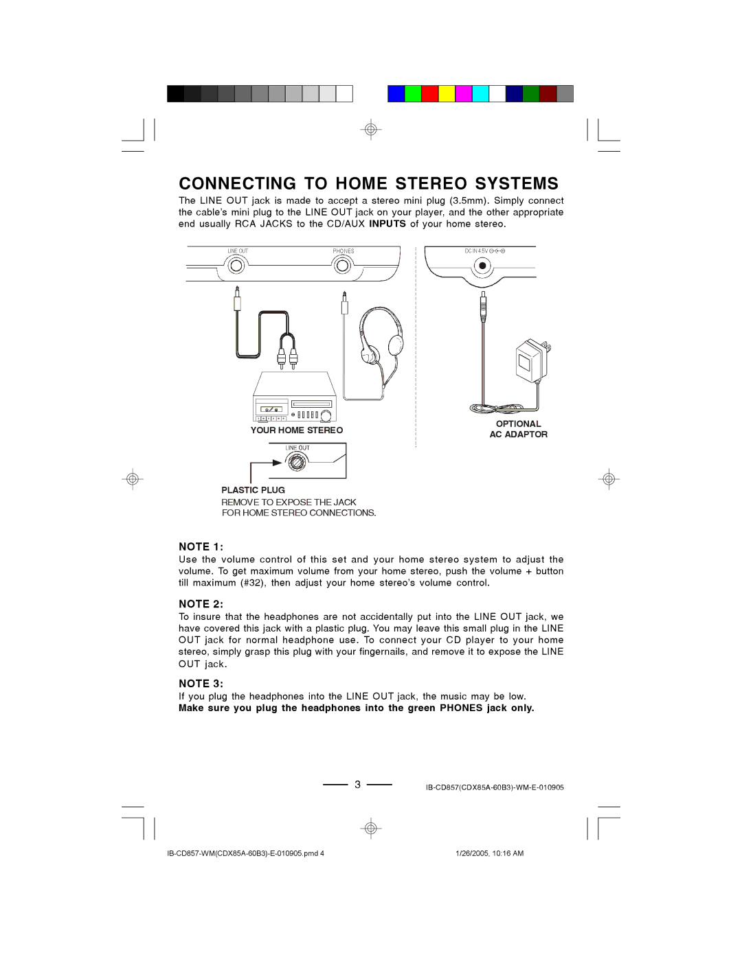 Lenoxx Electronics CD-857 manual Connecting to Home Stereo Systems 