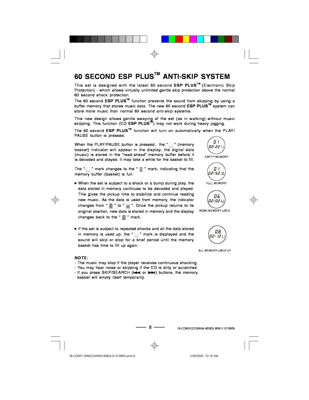 Lenoxx Electronics CD-857 manual Second Esp Plustm Anti-Skipsystem 