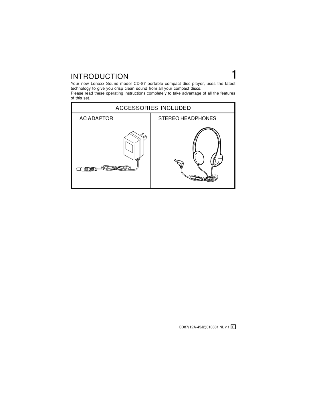 Lenoxx Electronics CD-87 operating instructions Introduction 