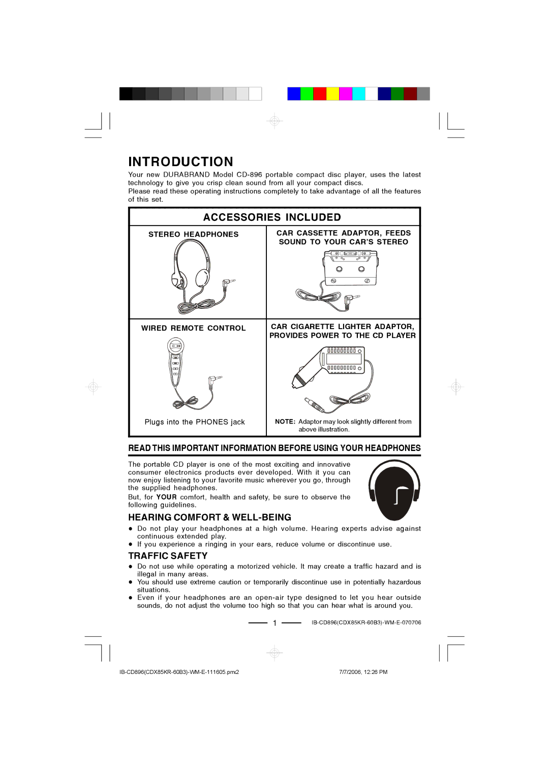 Lenoxx Electronics CD-896 operating instructions Introduction, Accessories Included 