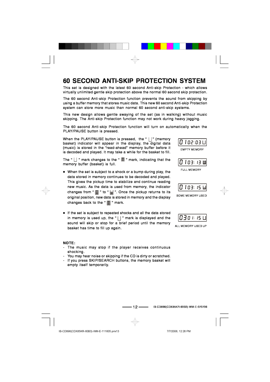Lenoxx Electronics CD-896 operating instructions Second Anti-Skipprotection System 