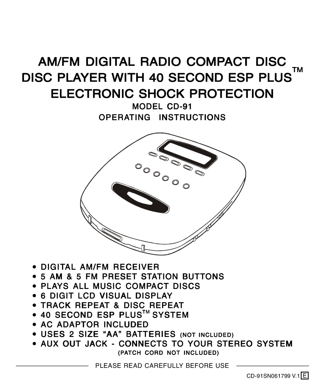 Lenoxx Electronics CD-91 operating instructions Please Read Carefully Before USE 