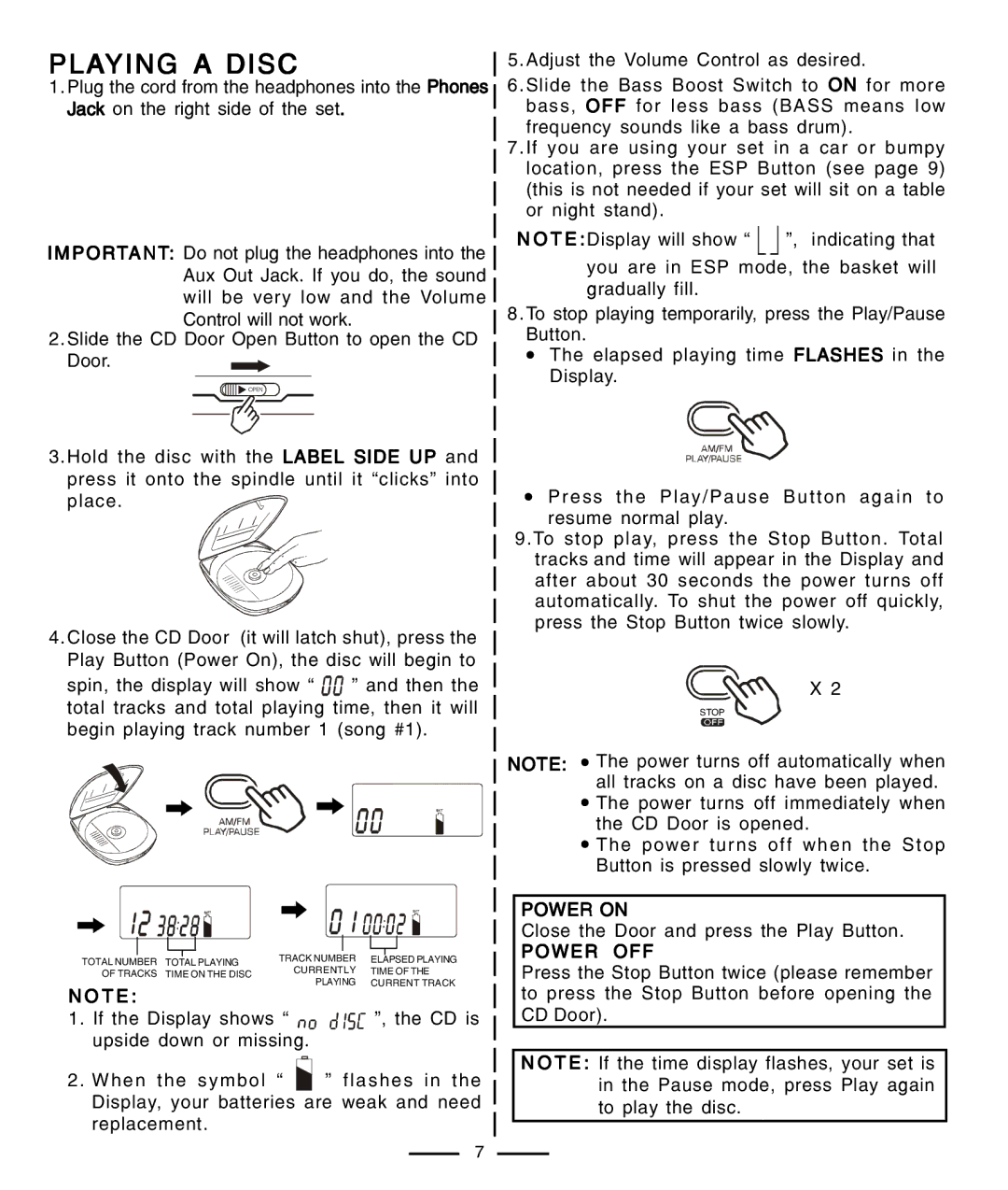 Lenoxx Electronics CD-91 operating instructions Playing a Disc, T E 