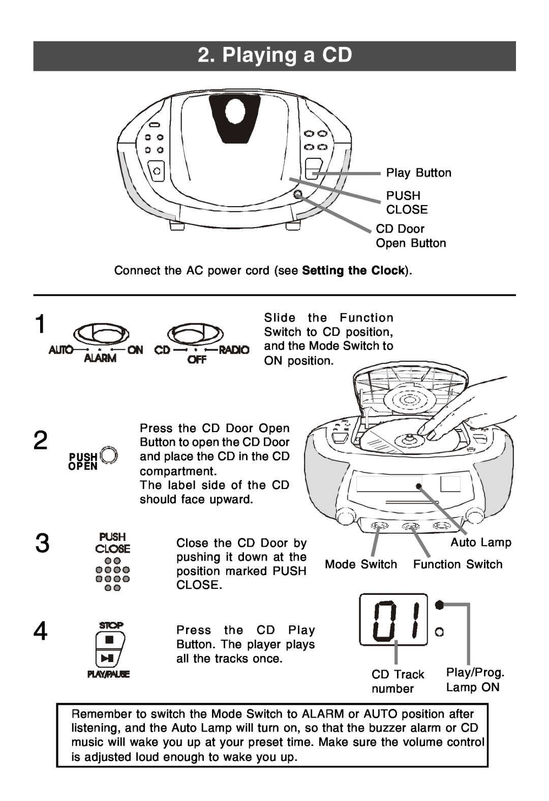 Lenoxx Electronics CDR-190 operating instructions Playing a CD 