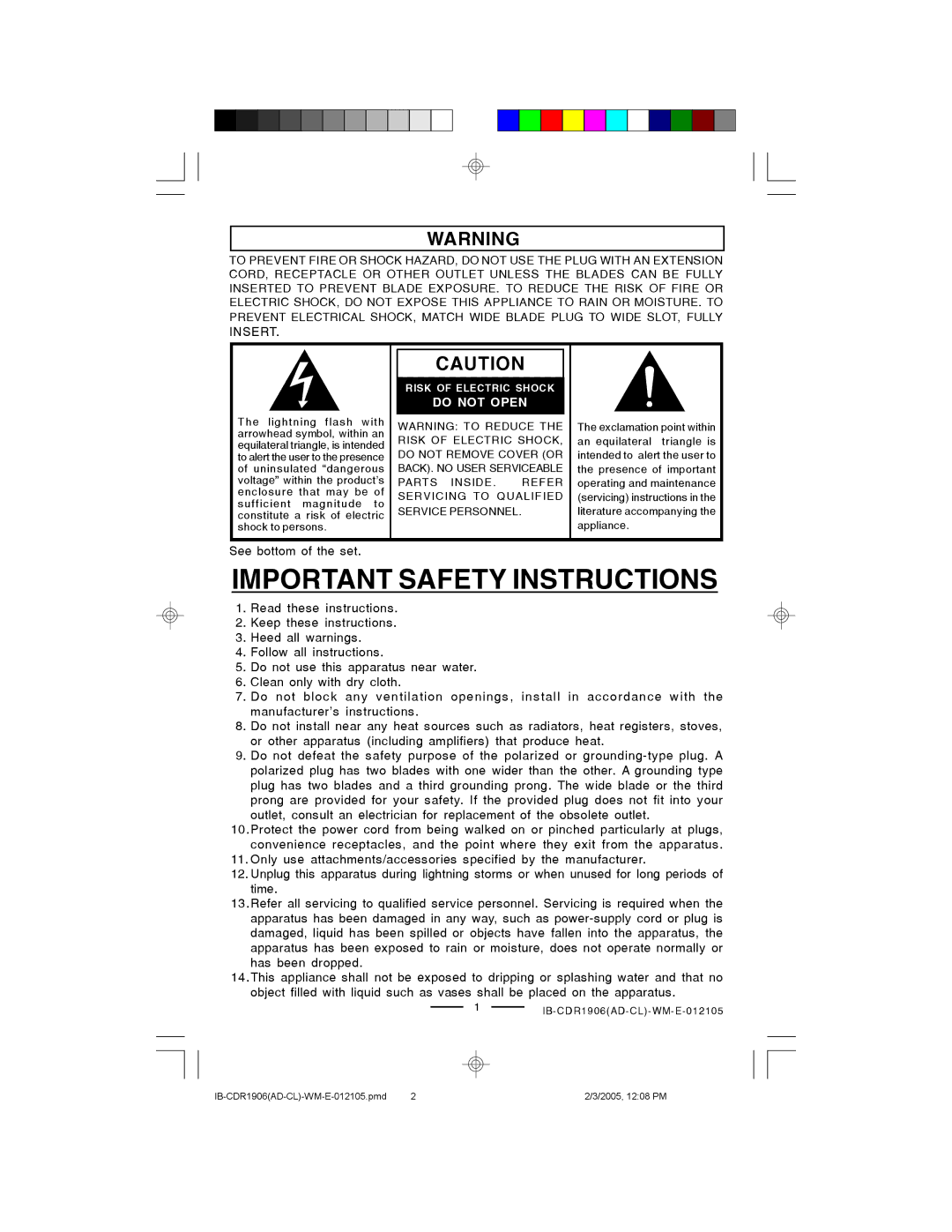 Lenoxx Electronics CDR1906 manual Insert, Do not Open 