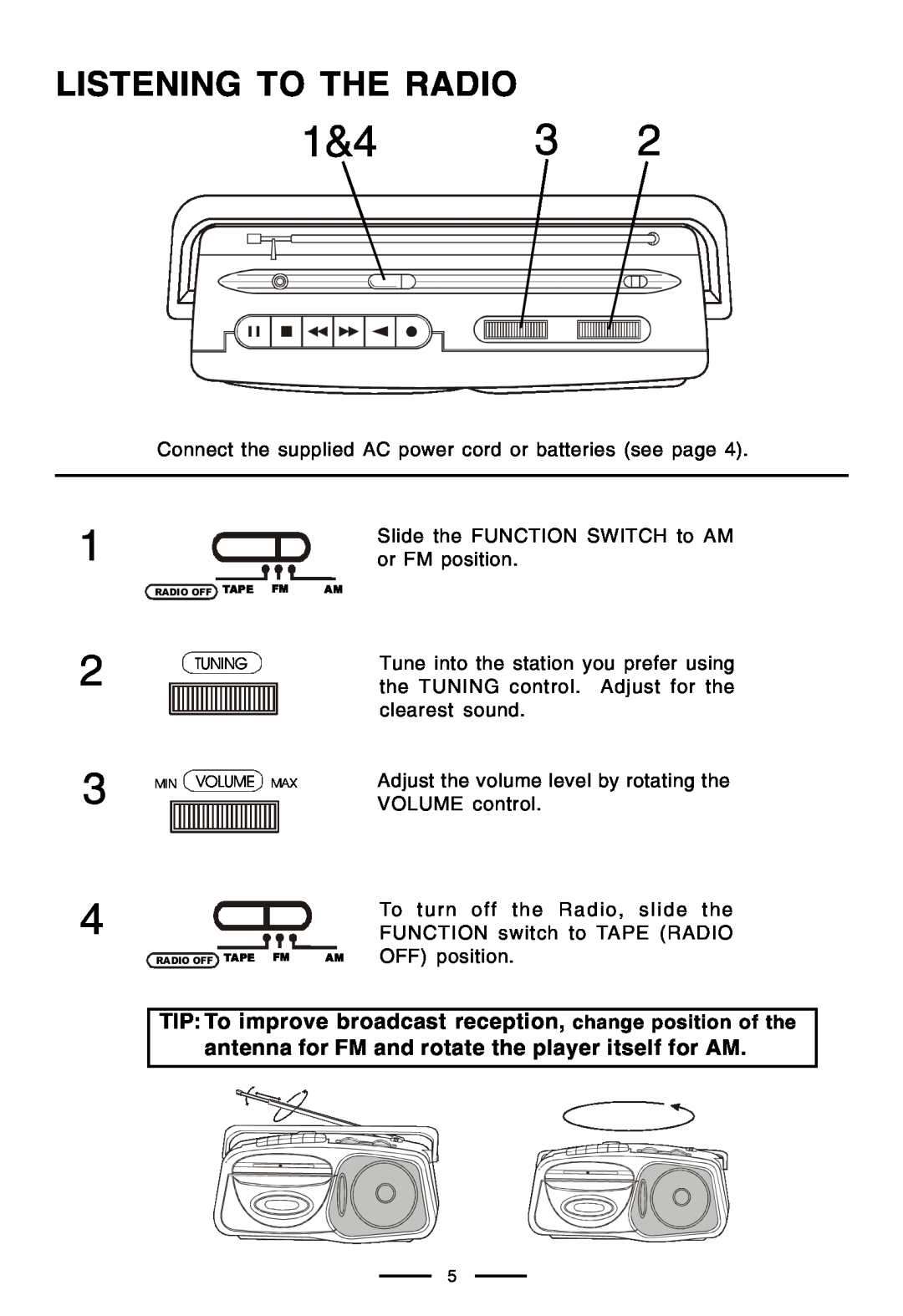 Lenoxx Electronics CT-99 operating instructions Listening To The Radio 