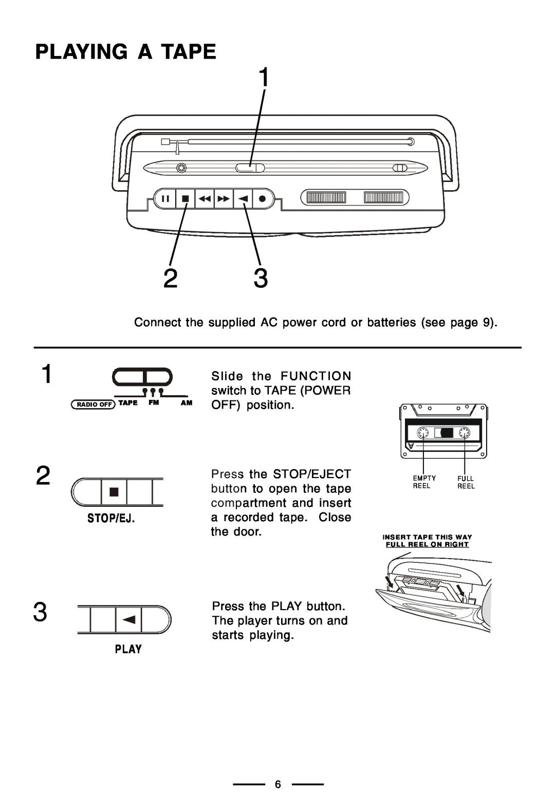 Lenoxx Electronics CT-99 operating instructions Playing A Tape 