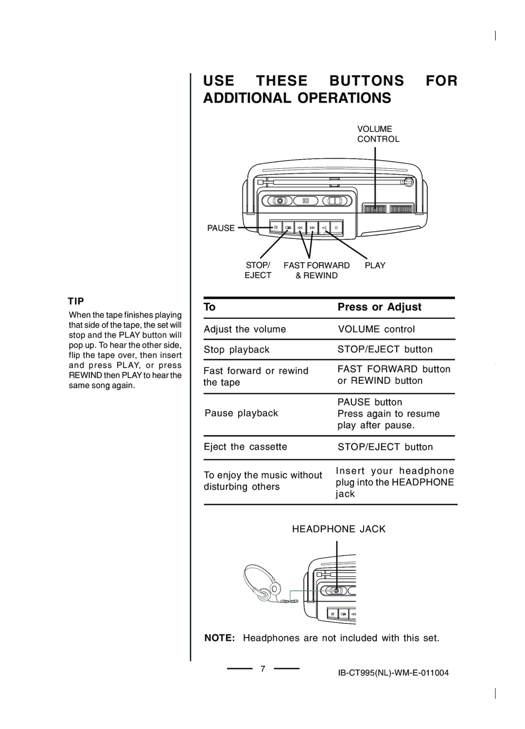 Lenoxx Electronics CT-995 operating instructions USE These Buttons for Additional Operations, Tip 