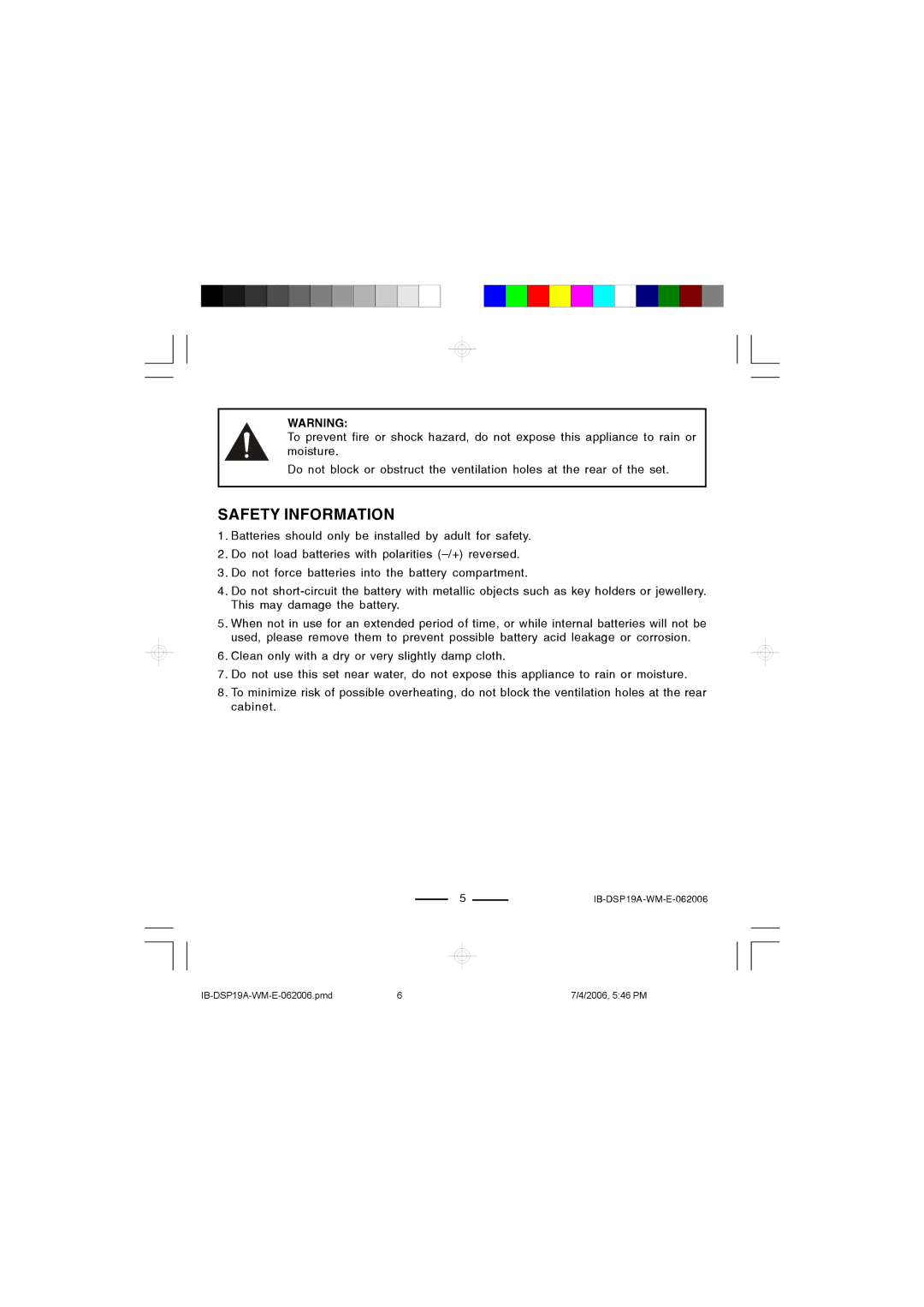 Lenoxx Electronics DSP-19A operating instructions Safety Information 