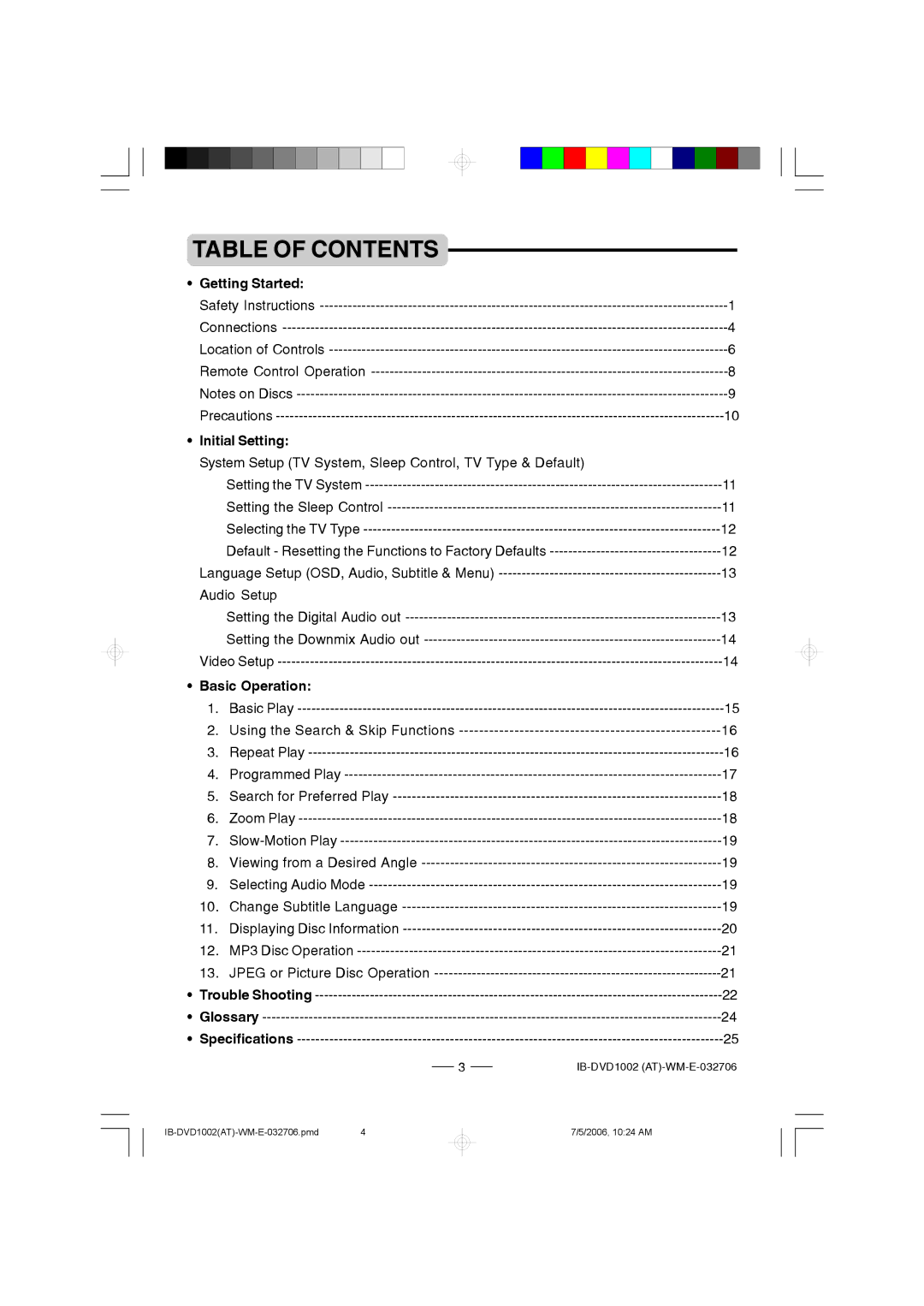 Lenoxx Electronics DVD-1002 manual Table of Contents 