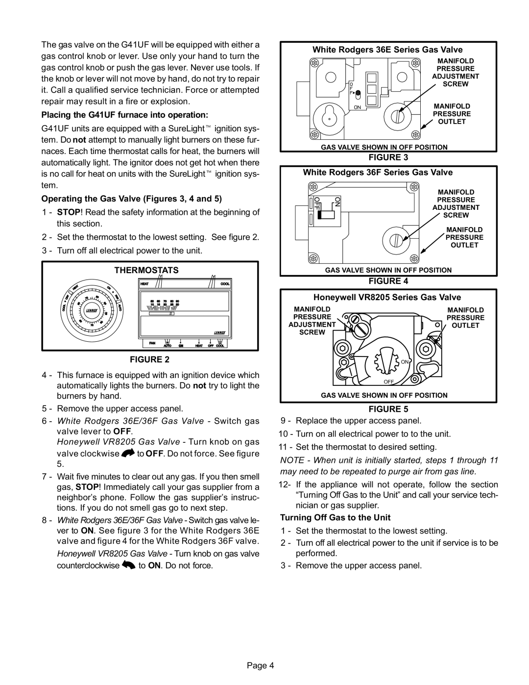 Lenoxx Electronics G41UF manual Thermostats 