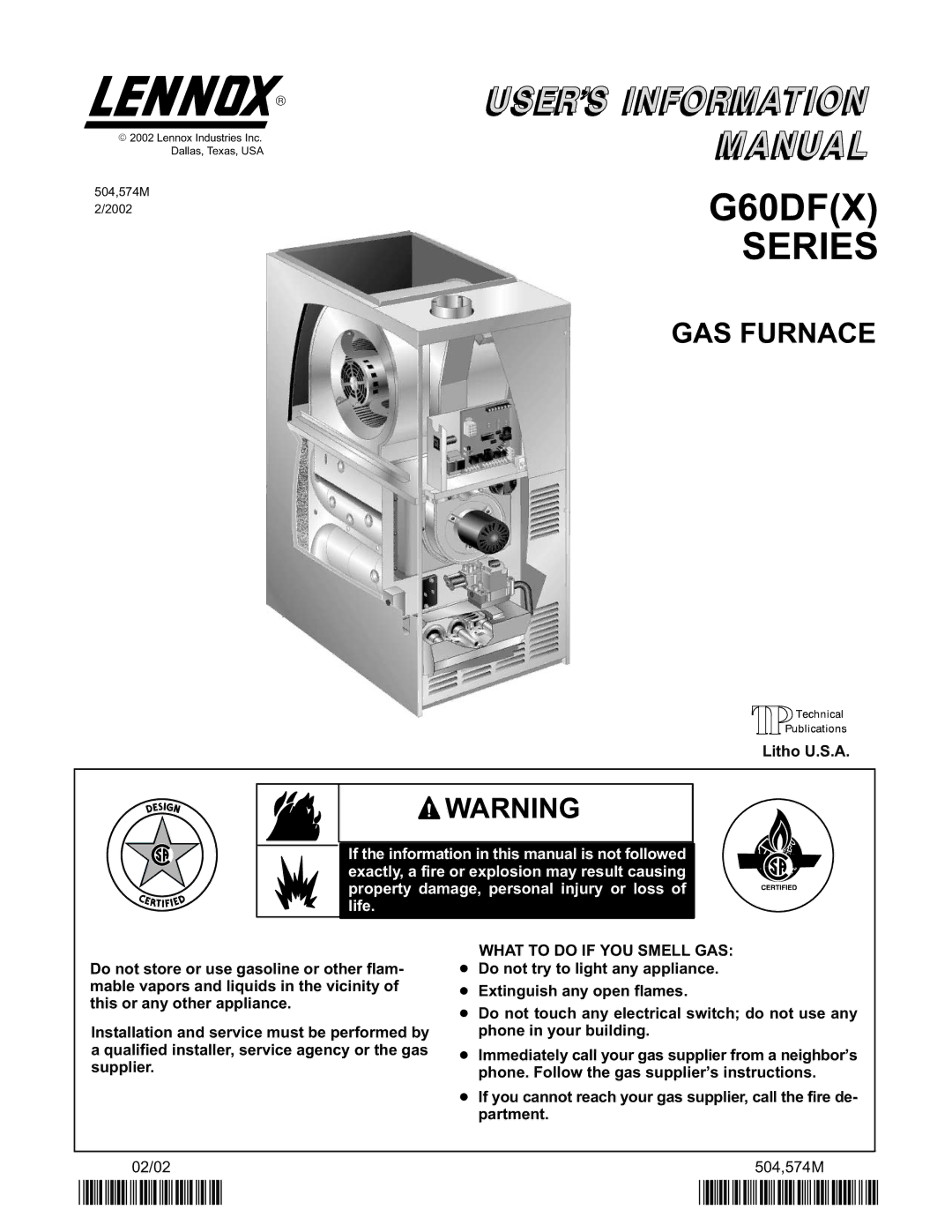 Lenoxx Electronics G60DF(X) manual Series, What to do if YOU Smell GAS 