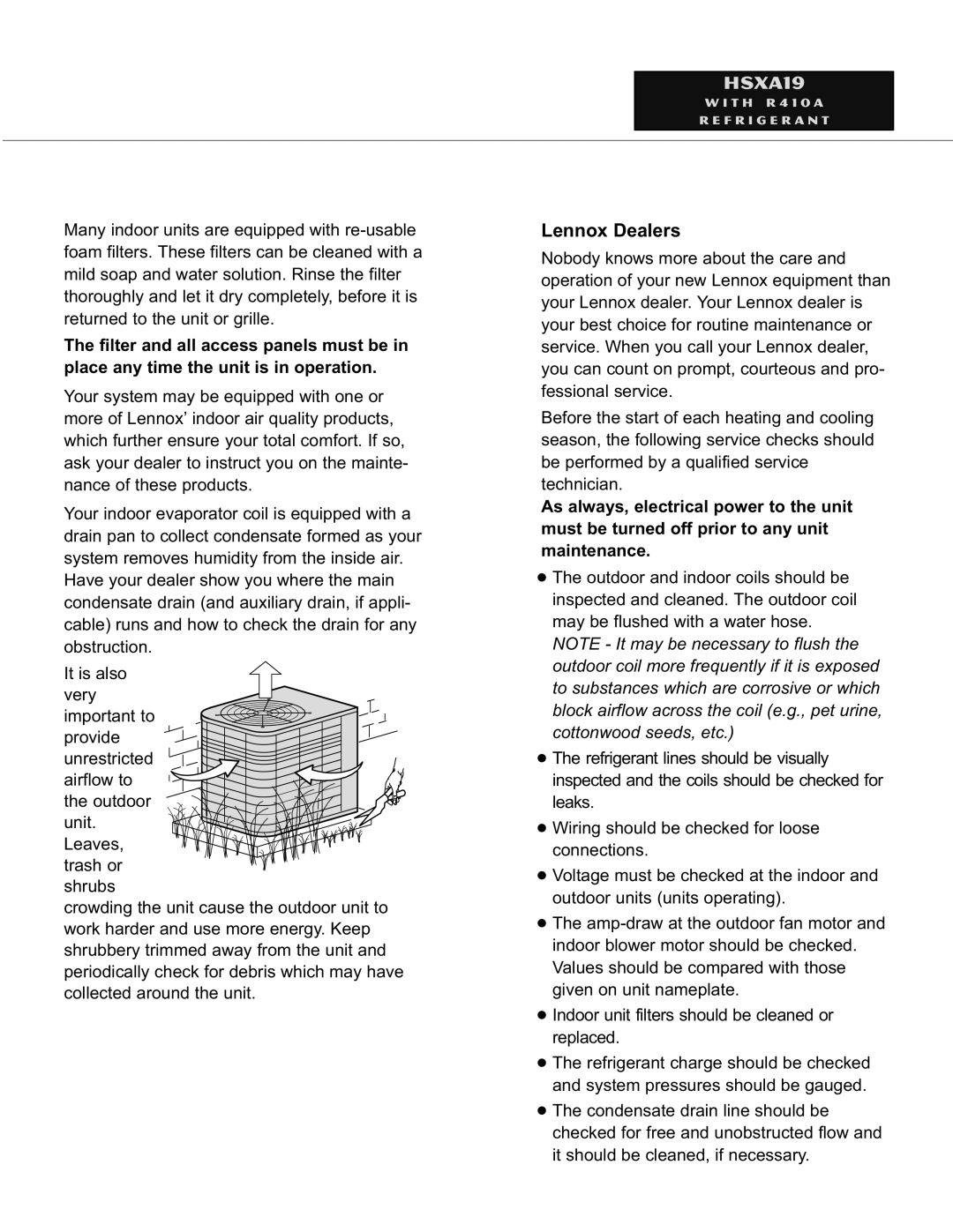 Lenoxx Electronics HSXA19 owner manual Lennox Dealers 