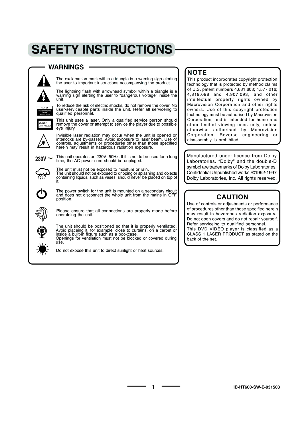 Lenoxx Electronics HT600 instruction manual Safety Instructions 