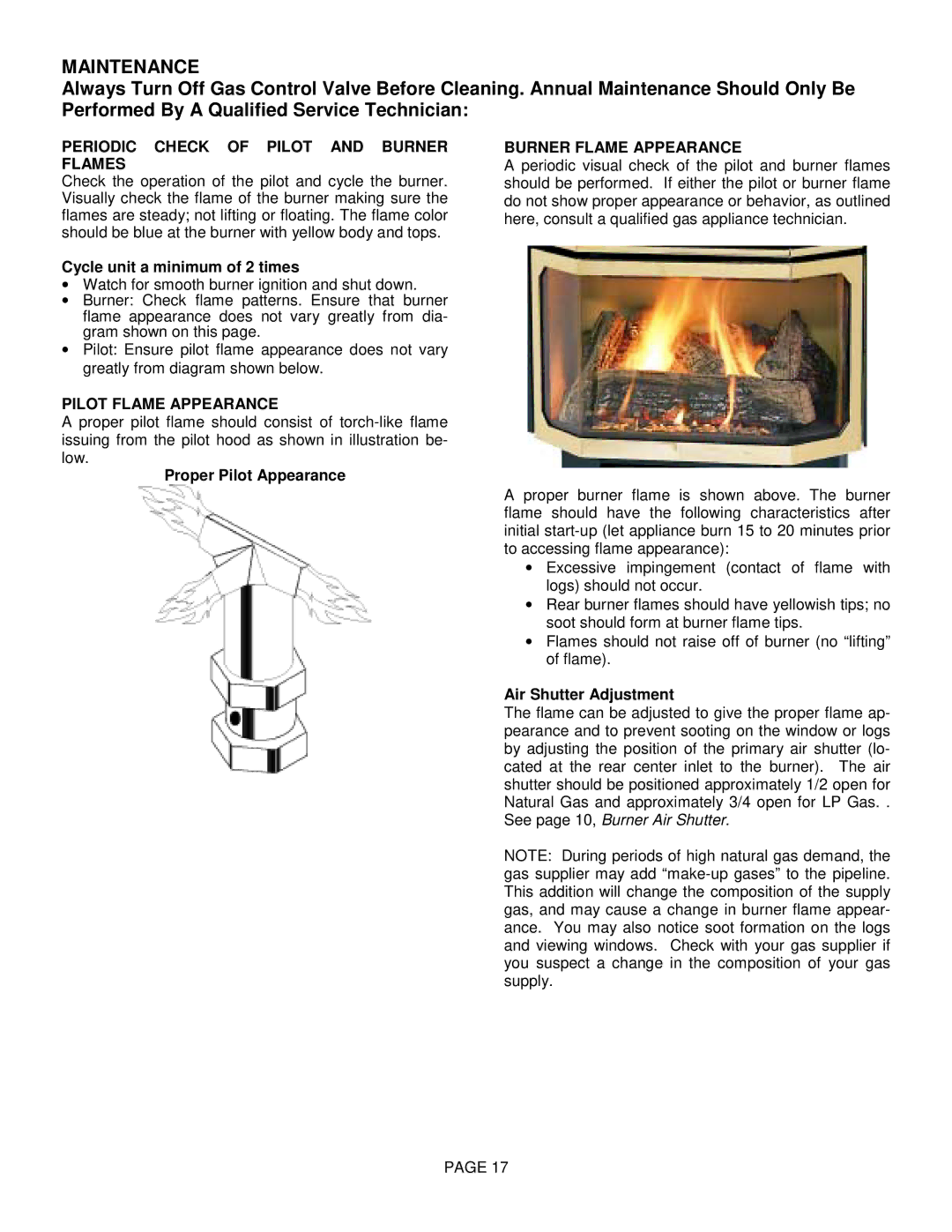 Lenoxx Electronics L30 BF-2 operation manual Periodic Check of Pilot and Burner Flames, Cycle unit a minimum of 2 times 