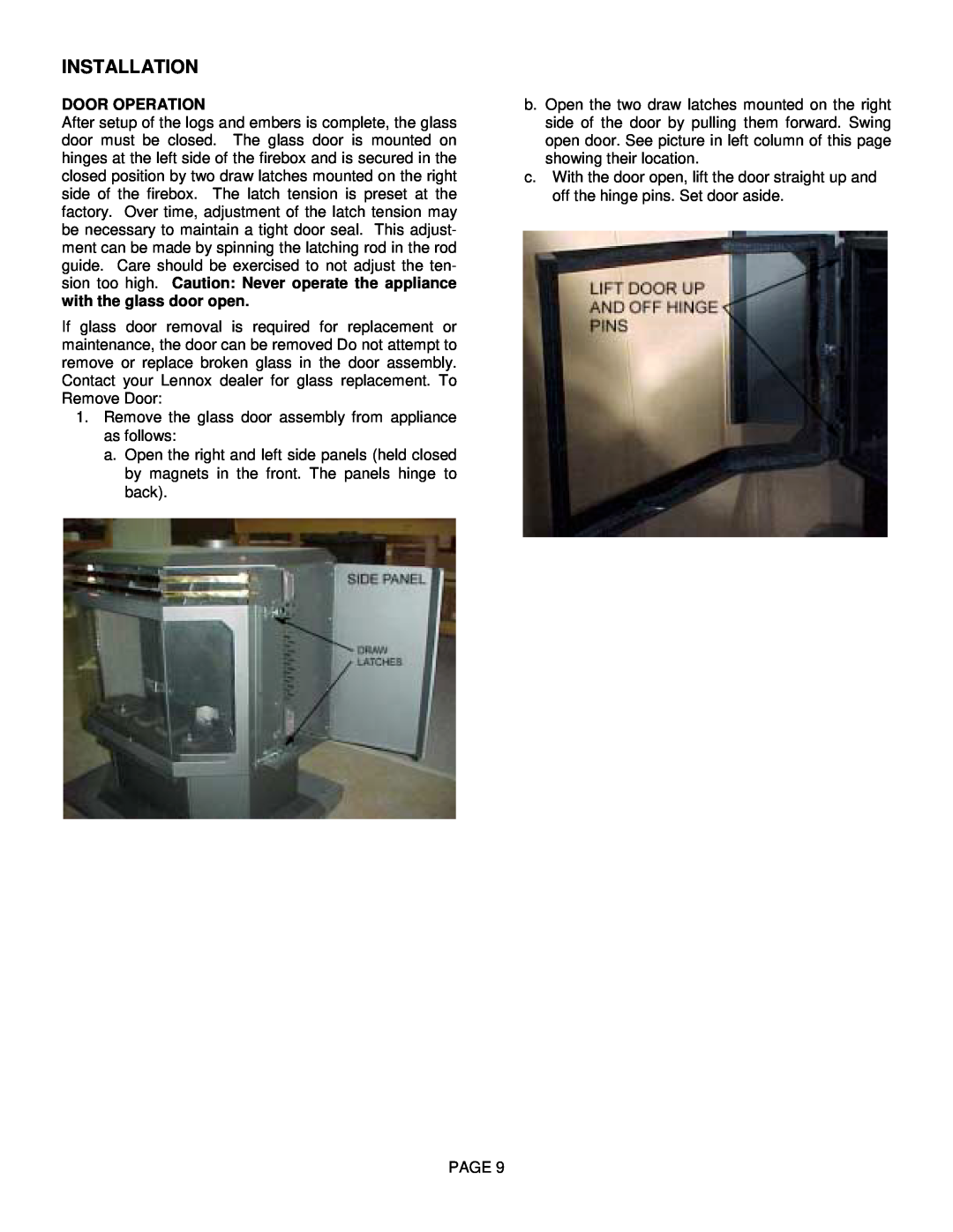 Lenoxx Electronics L30 BF-2 operation manual Door Operation, Installation 