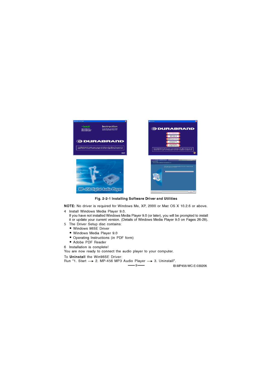 Lenoxx Electronics MP-456 operating instructions Installing Software Driver and Utilities 