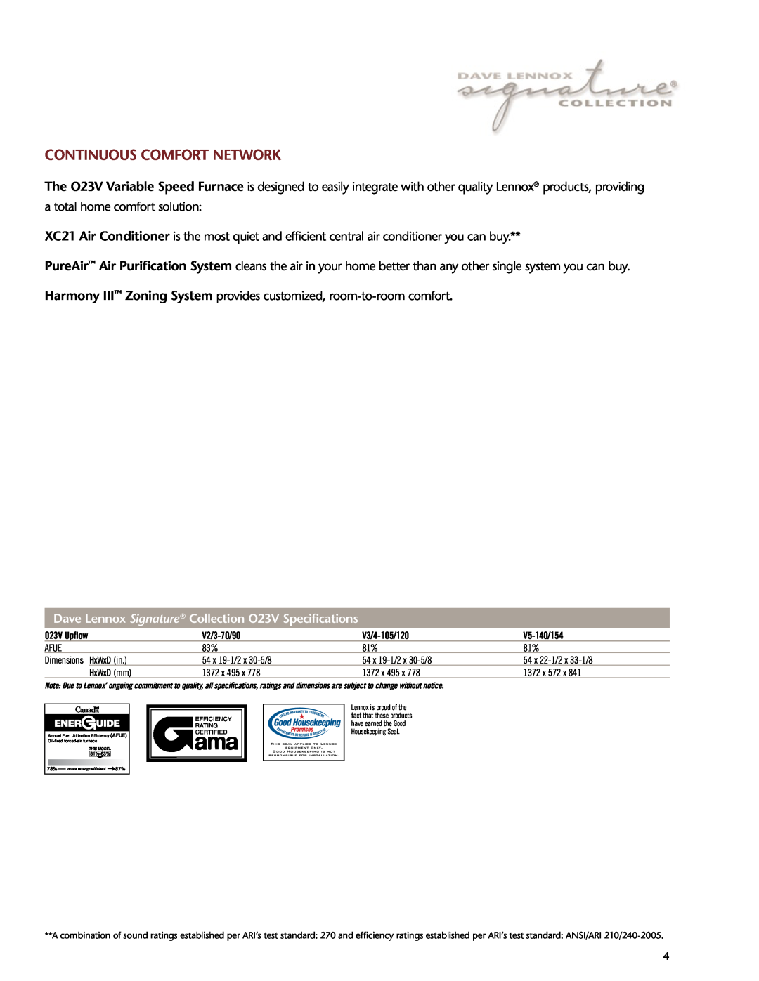 Lenoxx Electronics O23V manual continuous comfort NETWORK 