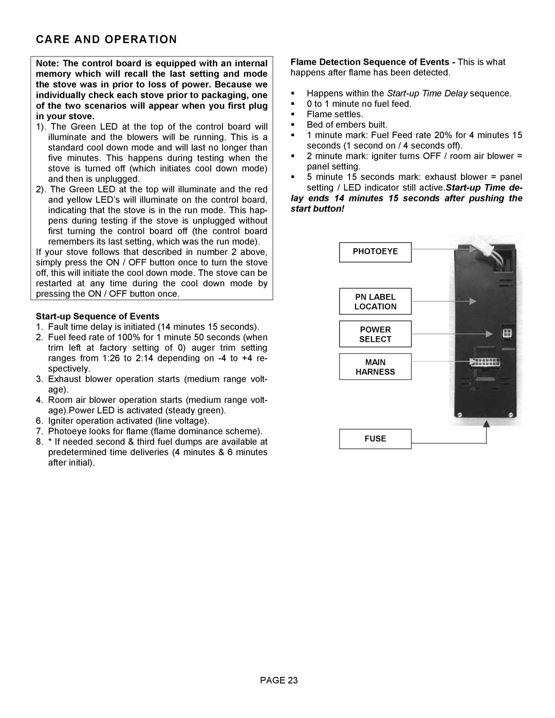 Lenoxx Electronics Optima 3 FS operation manual Start-up Sequence of Events 