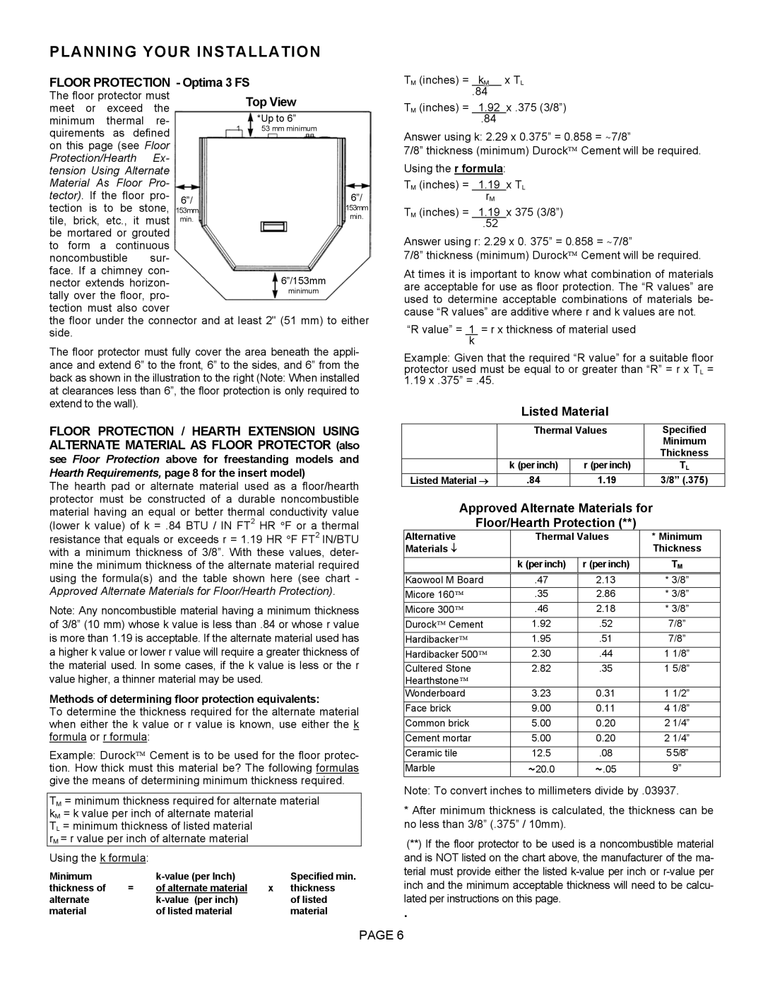 Lenoxx Electronics Optima 3 FS operation manual Floor Protection / Hearth Extension Using 