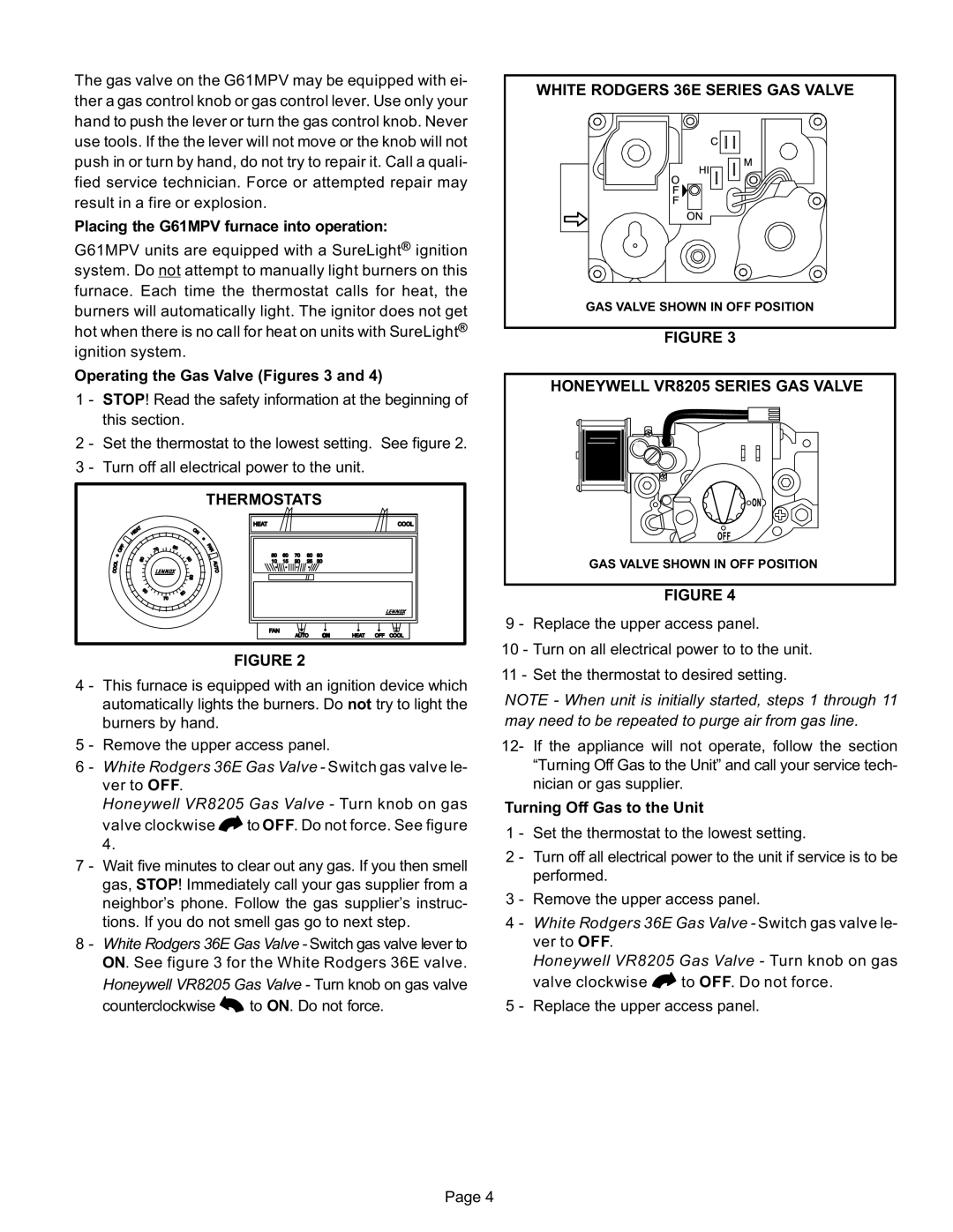 Lenoxx Electronics G61MPV, P504809M, 2P0603 manual White Rodgers 36E Series GAS Valve 