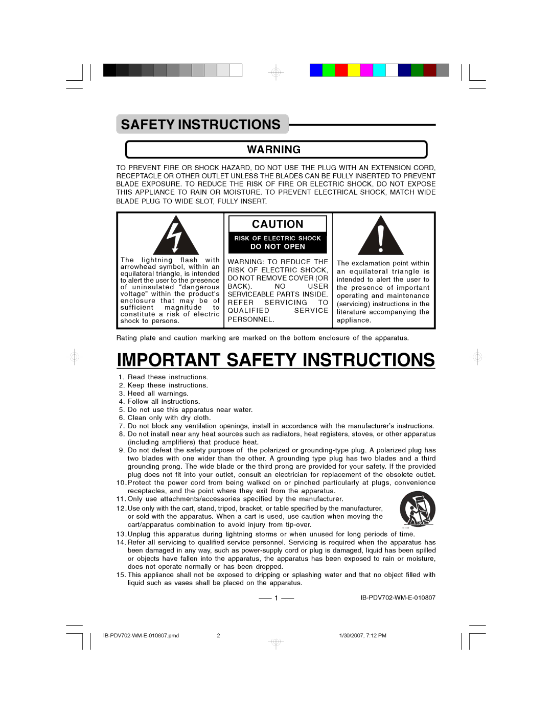 Lenoxx Electronics PDV-702 instruction manual Safety Instructions, Blade Plug to Wide SLOT, Fully Insert 