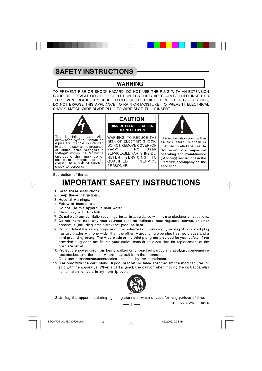 Lenoxx Electronics PDV-705 instruction manual Safety Instructions, Do not Open 