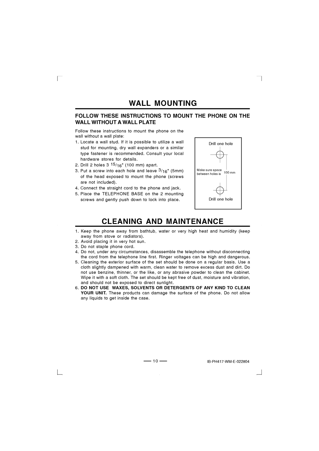 Lenoxx Electronics PH-417 operating instructions Cleaning and Maintenance 