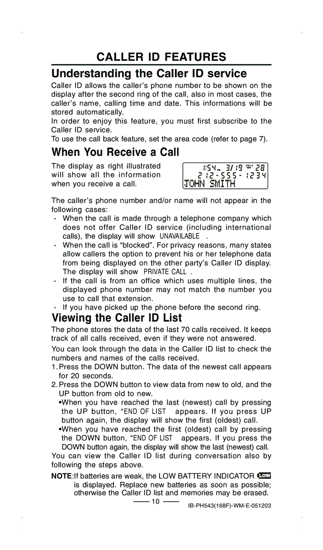 Lenoxx Electronics PH-543 Caller ID Features Understanding the Caller ID service, When You Receive a Call 