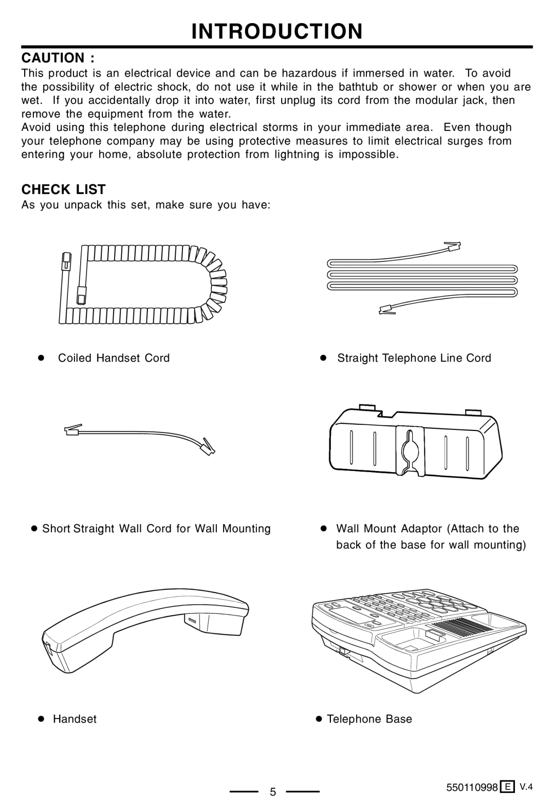 Lenoxx Electronics PH-550 operating instructions Check List 