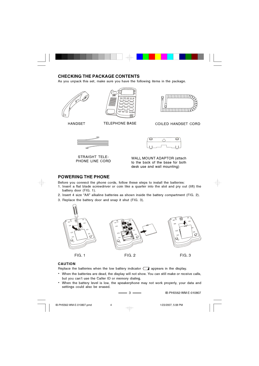 Lenoxx Electronics PH-5562 operating instructions Checking the Package Contents, Powering the Phone 