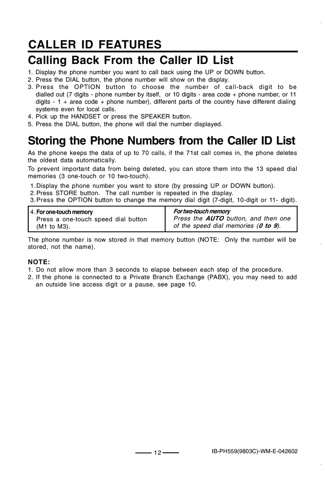 Lenoxx Electronics PH559 operating instructions Caller ID Features, Calling Back From the Caller ID List 